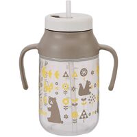 Pigeon Kurutto Animal Forest Straw Bottle 330ml for Baby 9m+ (Brown) 便携防漏吸管杯