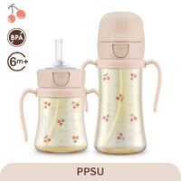 Grosmimi Cherrish Edition PPSU Straw Cup 200ml/300ml +Weighted Straw(6M+) Sweet Peach 吸管杯