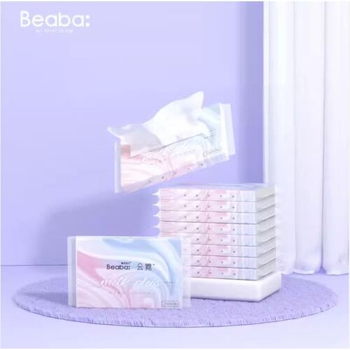 BEABA Baby Lucine Milk Essence Moisturized  Facial Tissue 3-Ply 400 sheets (40x10) 云霓牛奶精华加湿柔纸巾