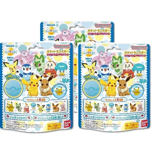 BANDAI Bath Ball with Toy 3Packs (75gx3)  Pokemon Figure Collection (random one)