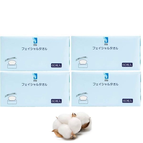 ITO Thick Cotton Disposable Facial Towels 4 Packs 240pcs (60x4) 抽取式棉柔洗脸巾