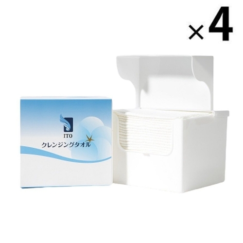 ITO Cotton Facial Towels Disposable Dispenser with 100 Sheets -4Packs 伊藤洗脸巾