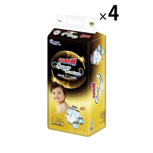 Goo.N Super Premium Nappies Gold Series Size L 1Carton 144pcs (L36x4)9-14KG 大王光羽鎏金