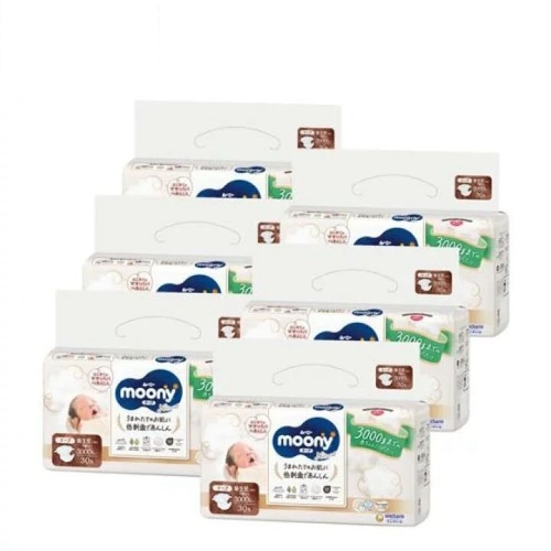 Moony Natural Premmie Nappies for Premature Babies 1Carton 180pcs (NB30X6) Up to 3KG