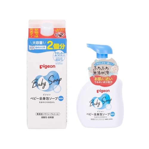 Pigeon Baby Moist with Ceramide Foam Body Wash 500ml + Refill 800ml  (Unscent)