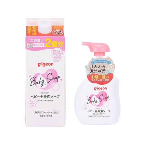 Pigeon Baby Moist with Ceramide Foam Body Wash 500ml + Refill 800ml (Flower Scent)