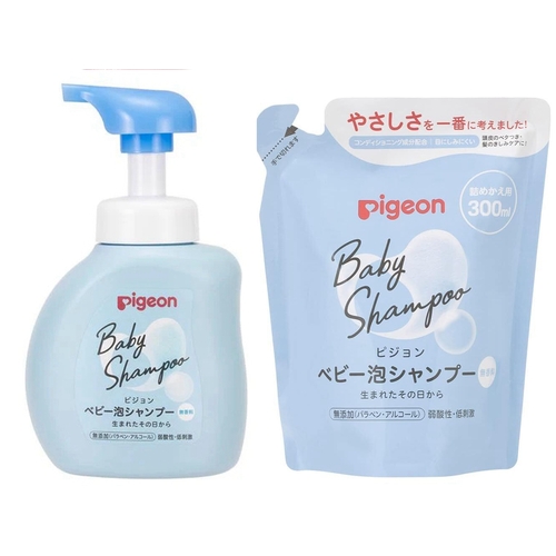 Pigeon Baby Foaming Shampoo 350ml + Refill 300ml for Babies from 0m+ (Unscent)