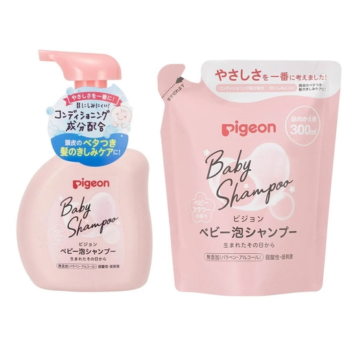 Pigeon Baby Foaming Shampoo 350ml + Refill 300ml for Babies from 0m+ (Flower Scent)